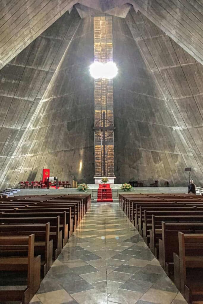 The inside of Saint Mary Cathedral in Tokyo