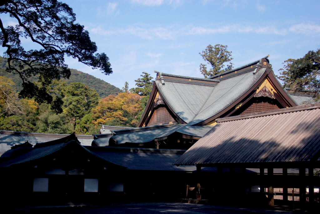 ise jingu traditional wooden buliding inside the Naiku shrine park