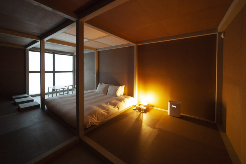 stylish Japanese Jonathan Hasegawa bedroom in  setouchu, japan