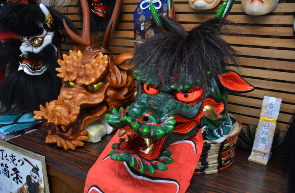 Serpent masks for Iwami Kagura in Japan