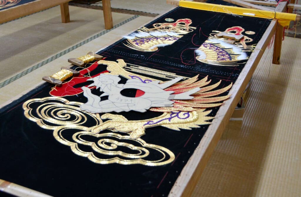 Process of producing costumes for Iwami Kagura in Japan