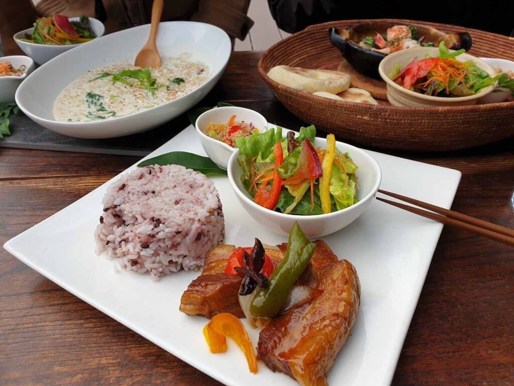 Healthy japanese meal in  kumamoto, Japan