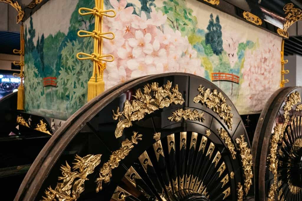 gold-leaf covered wheels and cart  in japan