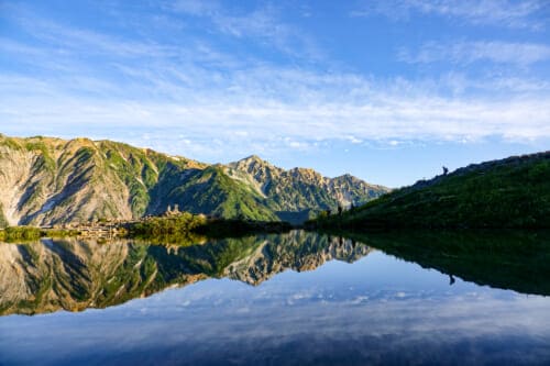 nagano happo pond mountain reflection