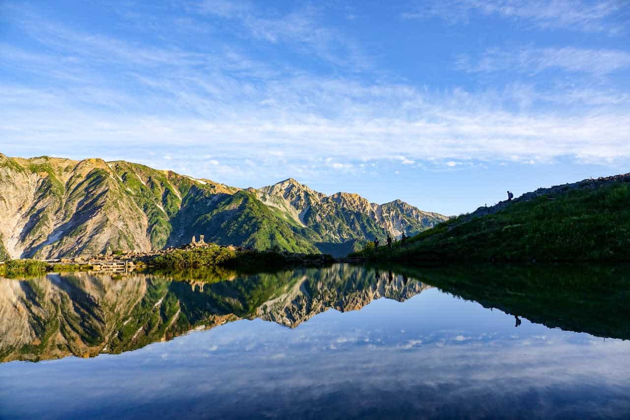 nagano happo pond mountain reflection
