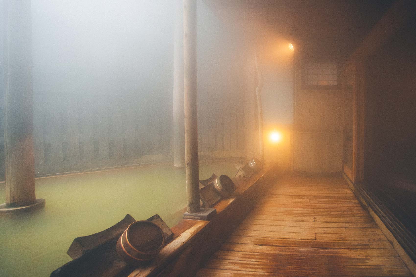 Misty onsen in Japan