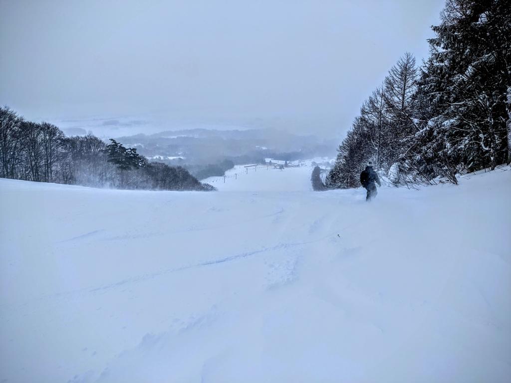 Skiiing in Japan at Inawashiro Ski Resort slope