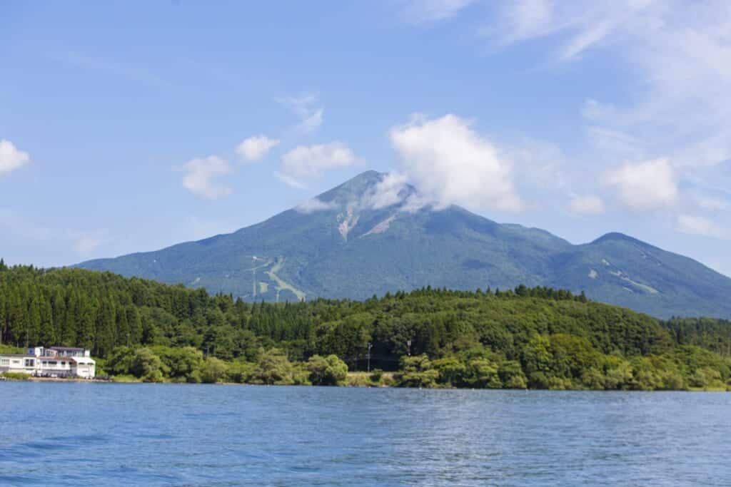 View from Mount Bandai from a lake
