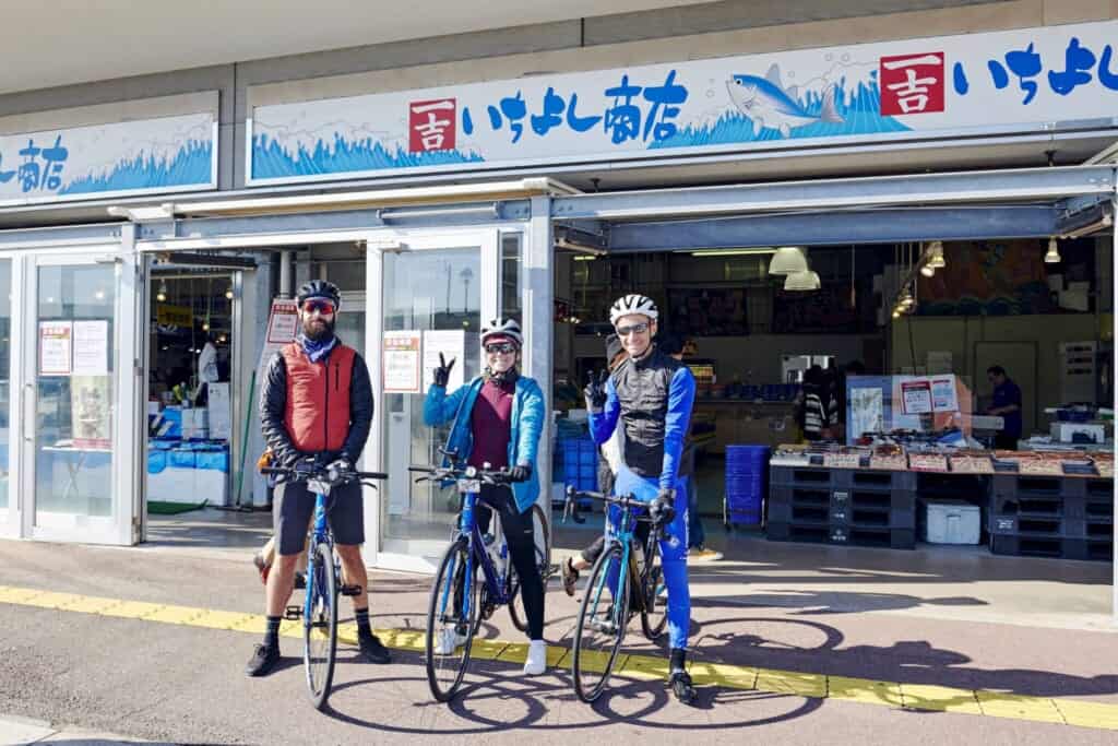 people on bikes in japan