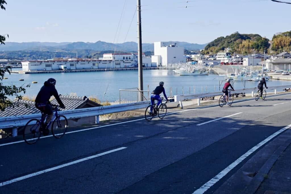 go biking along the coast in japan