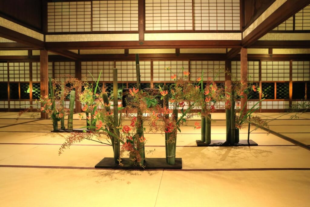 Ikebana flower arrangements in Japan