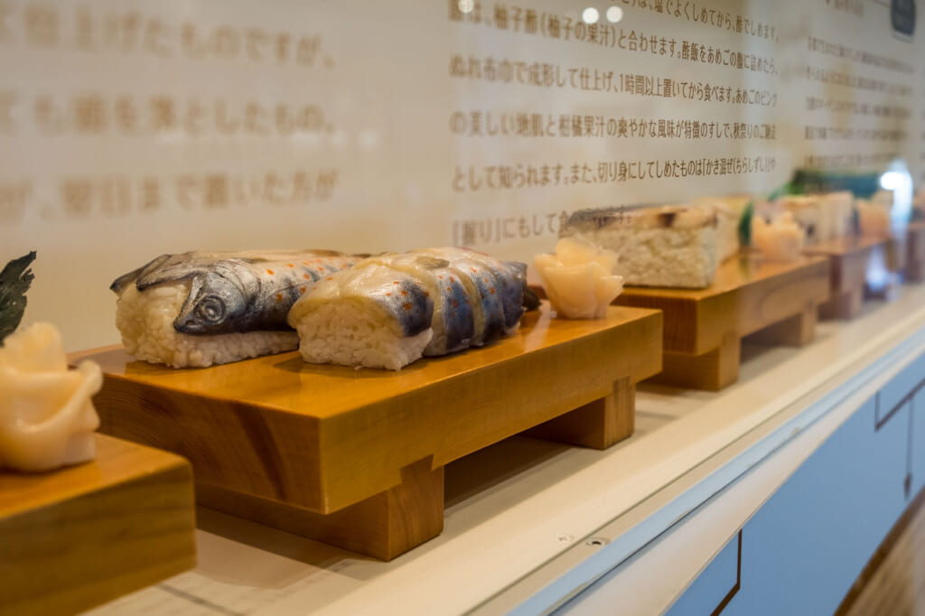 mackerel sushi dish display in japan