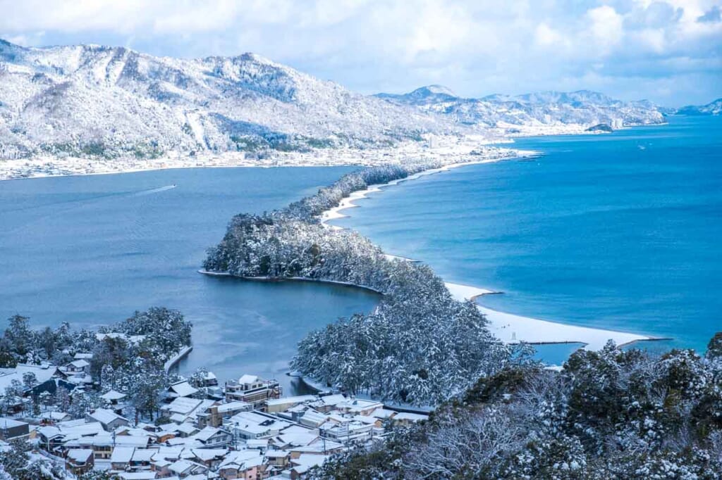 Amanohashidate during winter in Japan