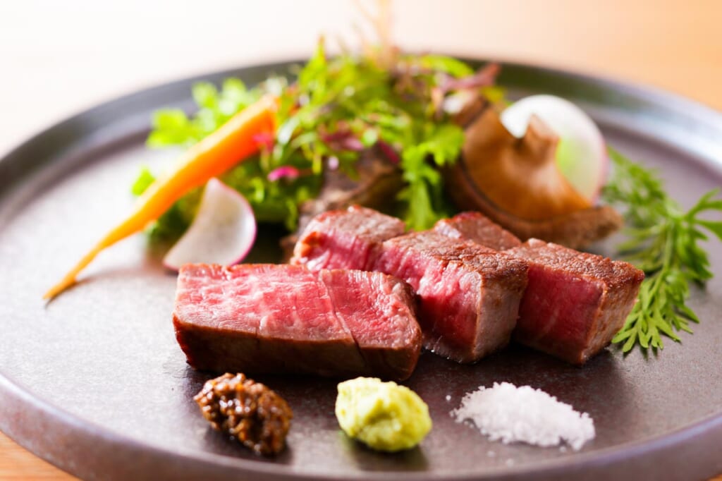 beef meal in kinosaki onsen restaurant