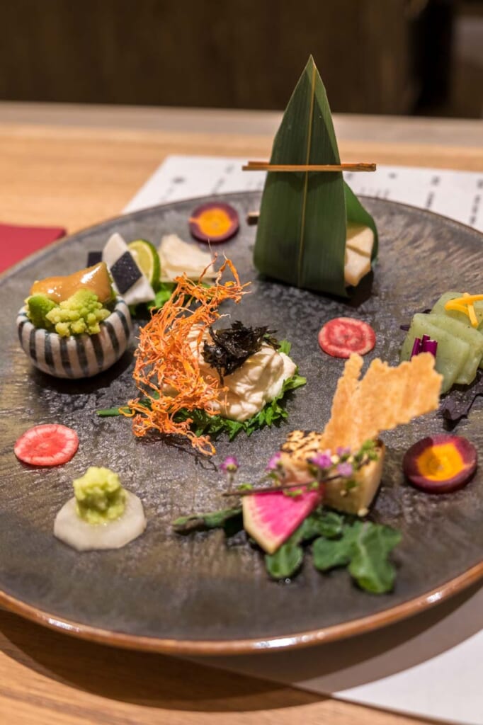 modern Japanese cuisine with Kinosaki onsen local ingredients vegan and gluten-free 