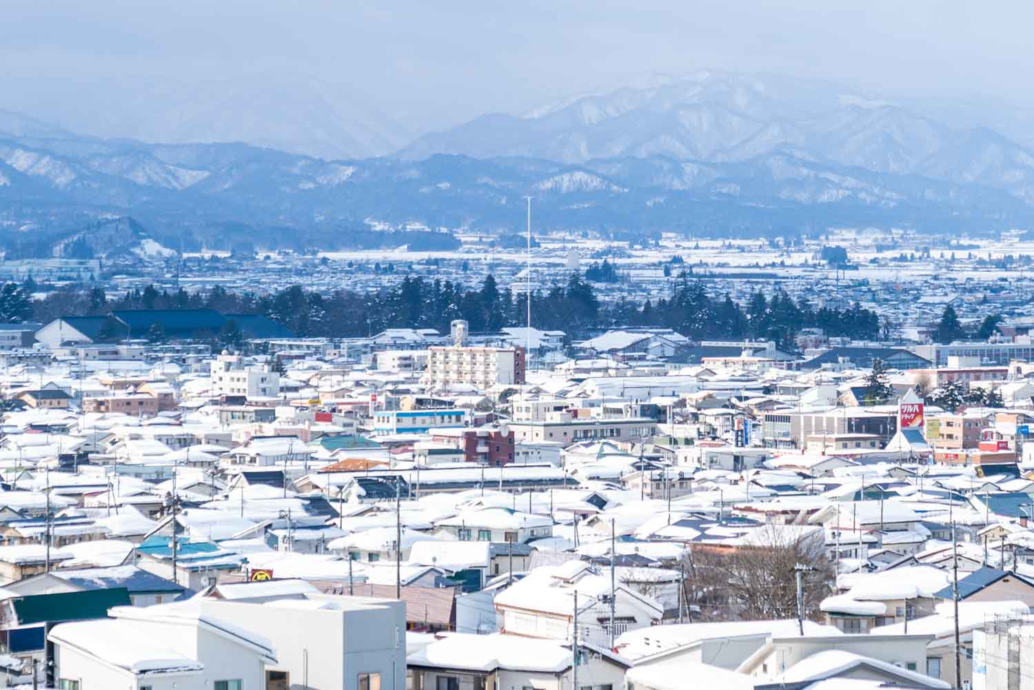 snowy view from Mt. Iimoriyama in Aizu-Wakamatsu