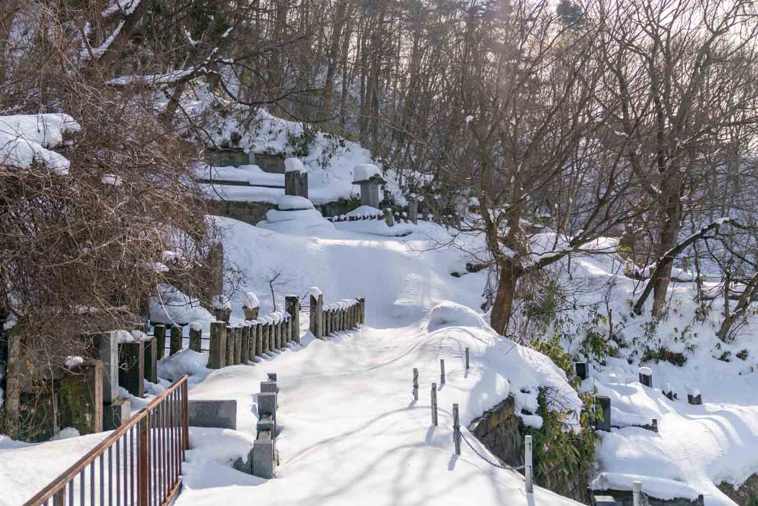 Mt. Iimoriyama snowy path in Aizu-Wakamatsu