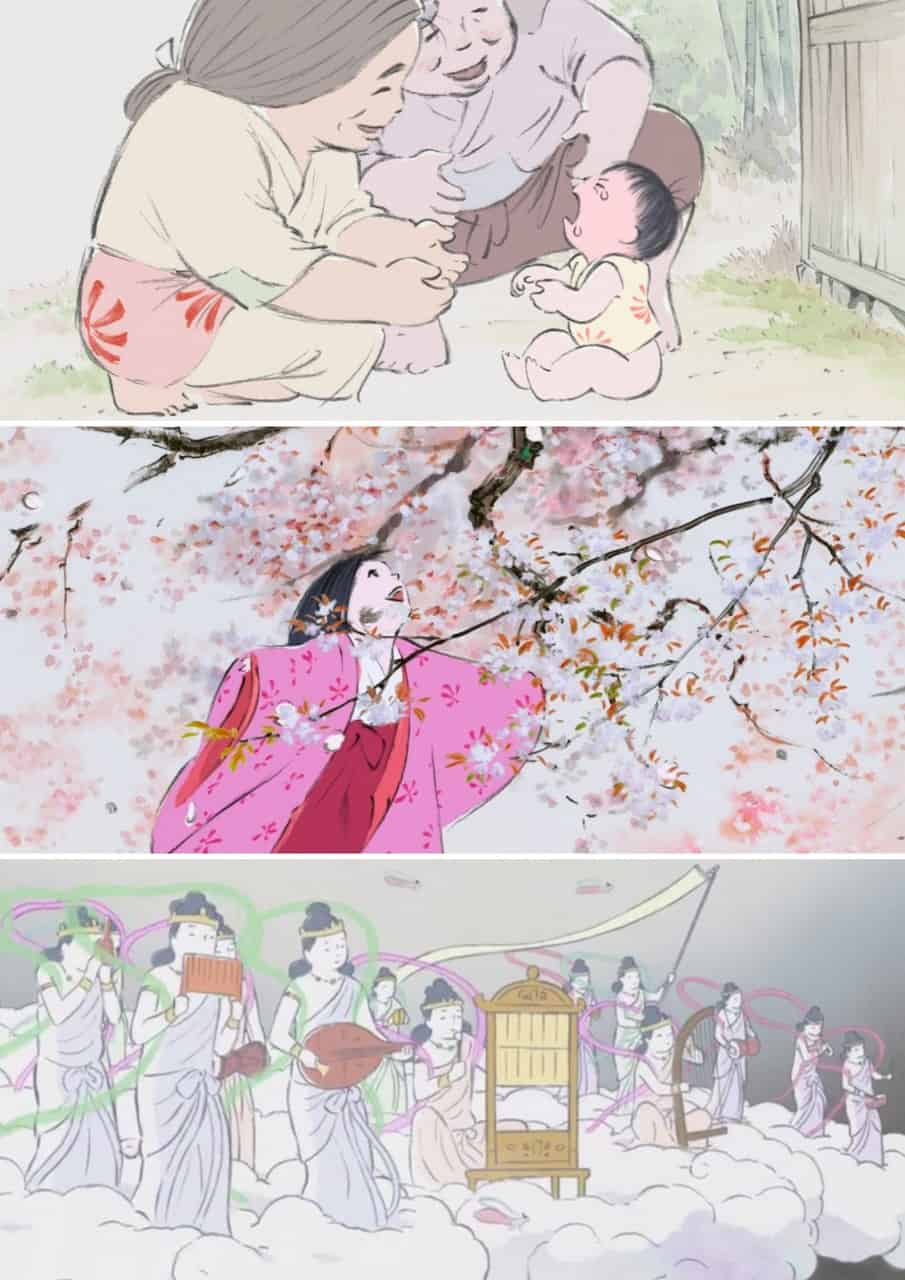 Scenes from Ghibli's The Tale of Princess Kaguya