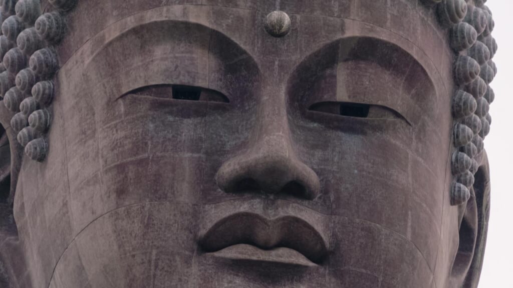 face of world's largest Buddha bronze statue in japan