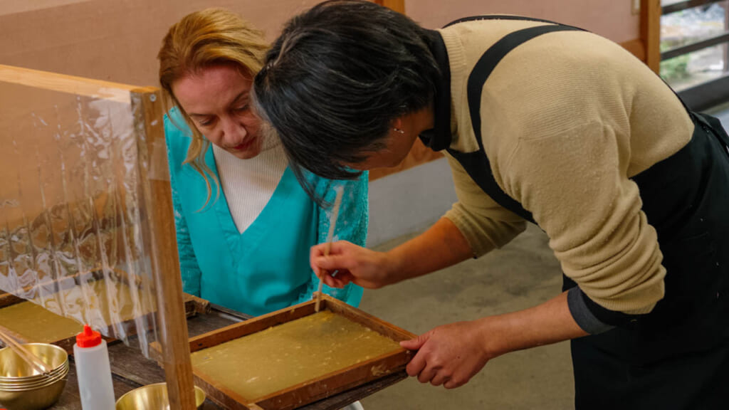 woman  making japanese paper