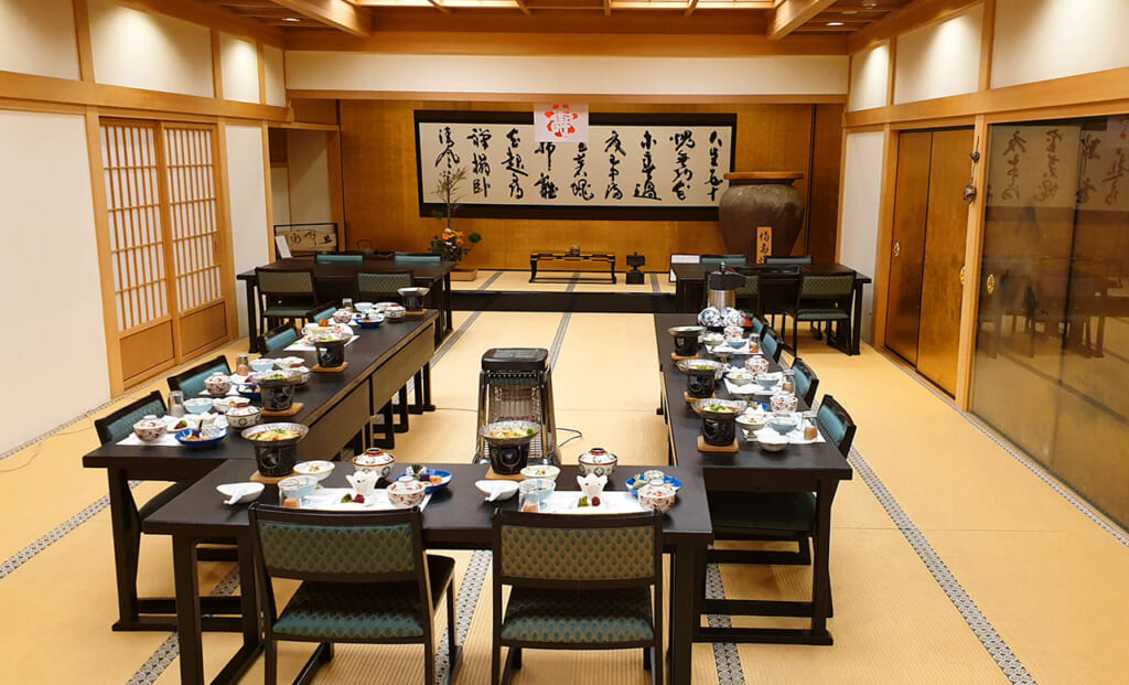 traditional banquet with japanese food in japan