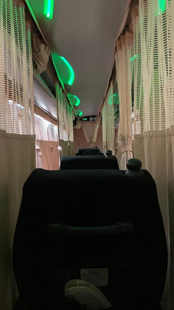 interior of overnight bus in japan