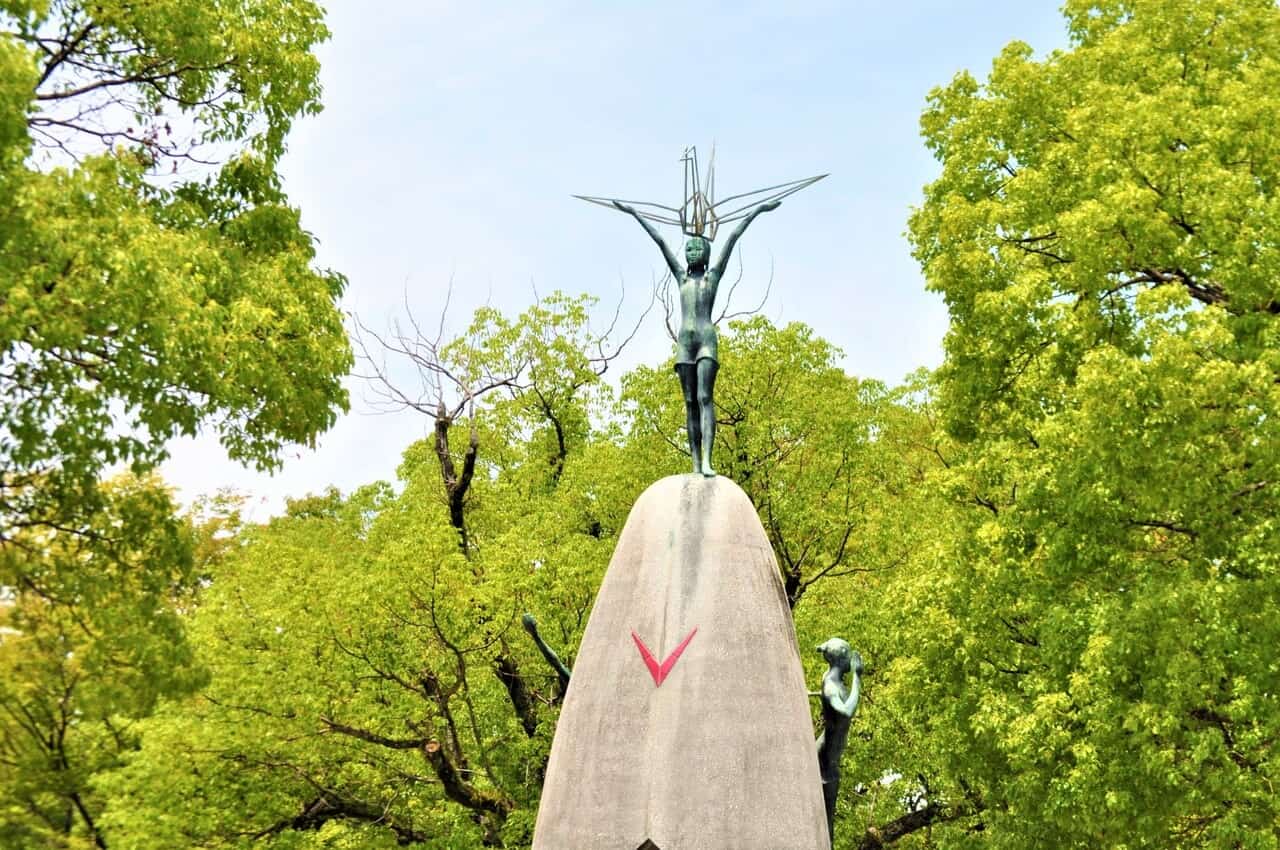 A statue of Sadako Sasaki Children's Peace Monument in Hiroshima, Japan
