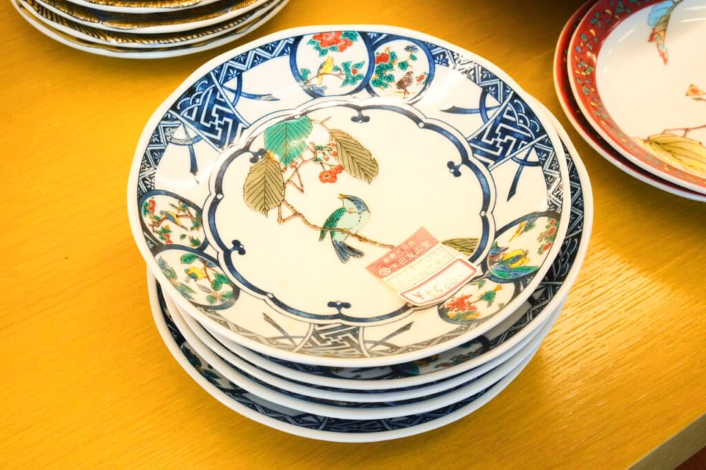 Stack of traditional Japanese ceramic plates