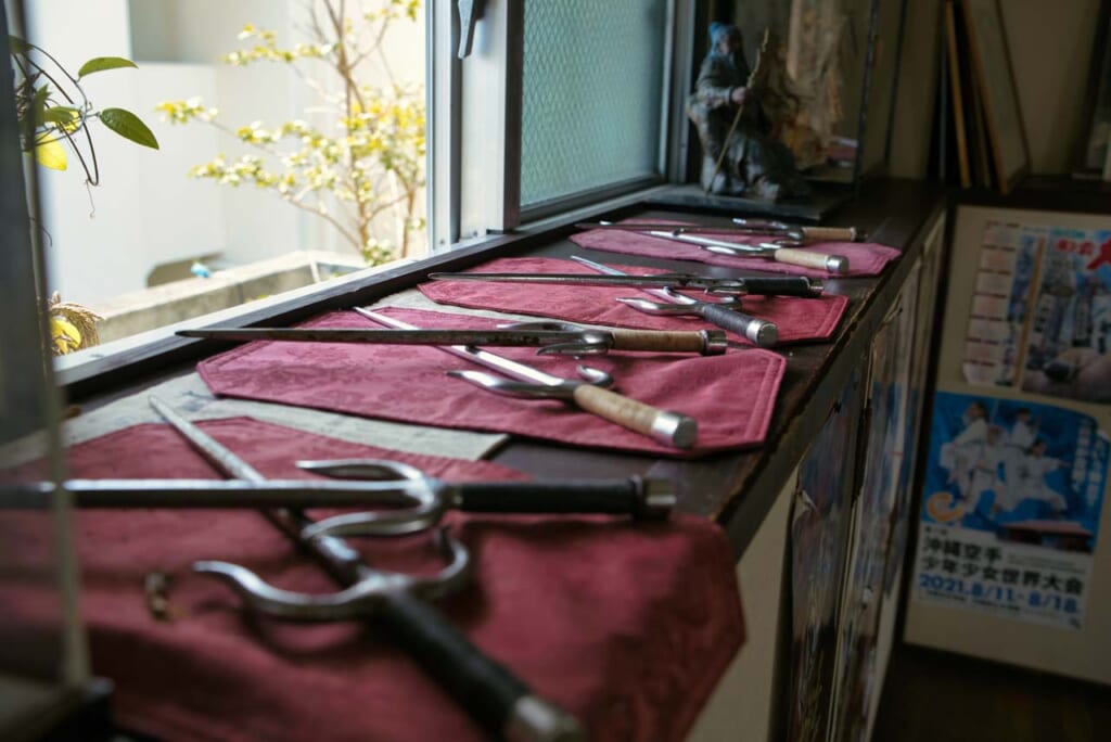 karate knives used for kata performances laid on table