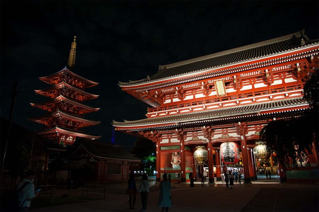 Sensoji Temple in Asakusa, Tokyo at night
