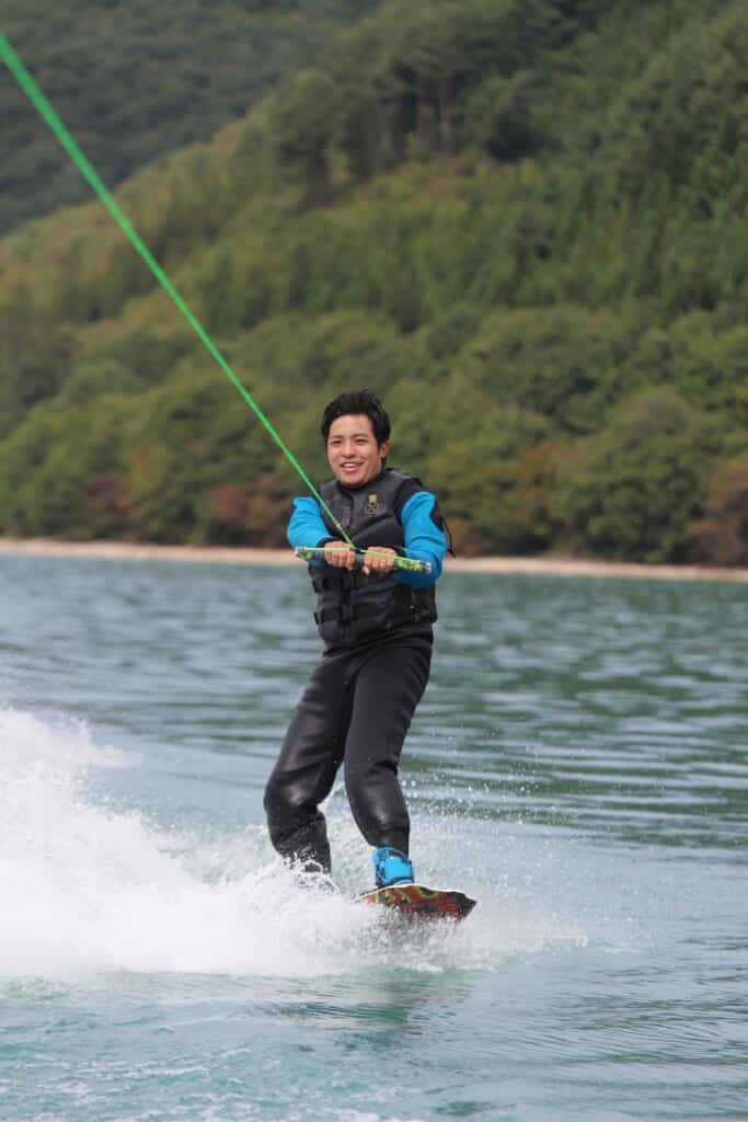 Male adult wakeboarding