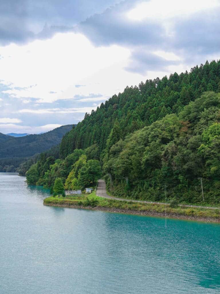 Lake Tazawa and its impressive blue waters surrounded by trees