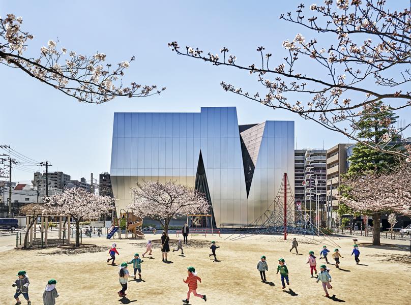 sumida hokusai modern museum designn annd shiny exterior in japan