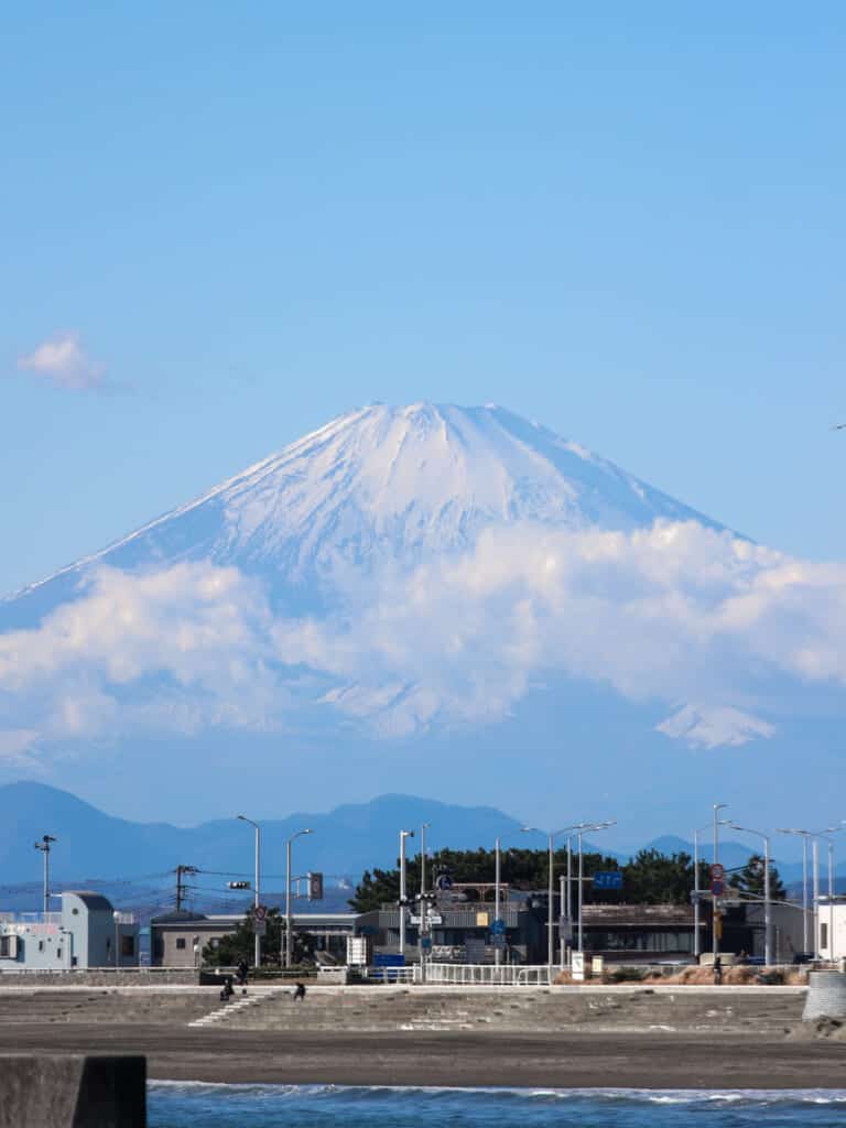 Fuji with clouds in front of it