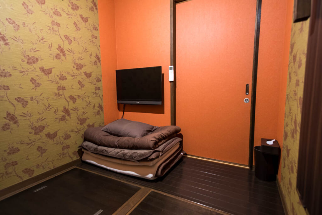 small Japanese room with tv and futon, kagoshima