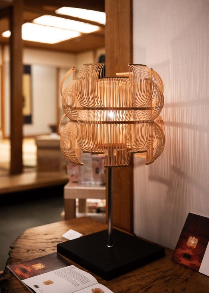 intricate bamboo lantern in japanese shop in shizuoka,  Japan