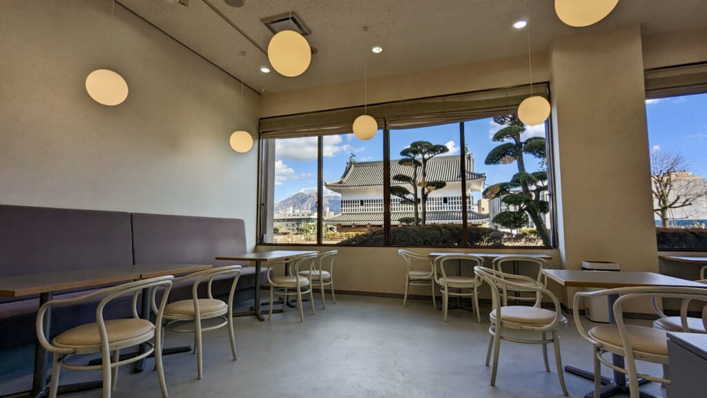 Atmosphere and view of Chin Jukan Pottery Cafe in Kagoshima