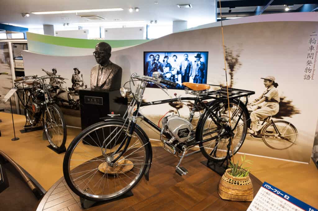 suzuki historic motorized bicycle at suzuki history museum hamamatsu