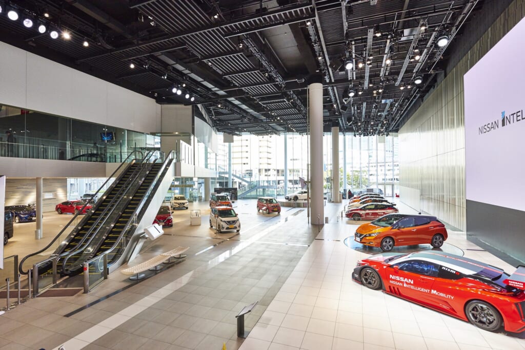 The interior of the Nissan Global Headquarters Gallery in Yokohama.