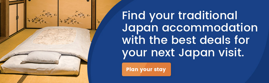 booking.com banner for traditional Japanese accommodation in Japan