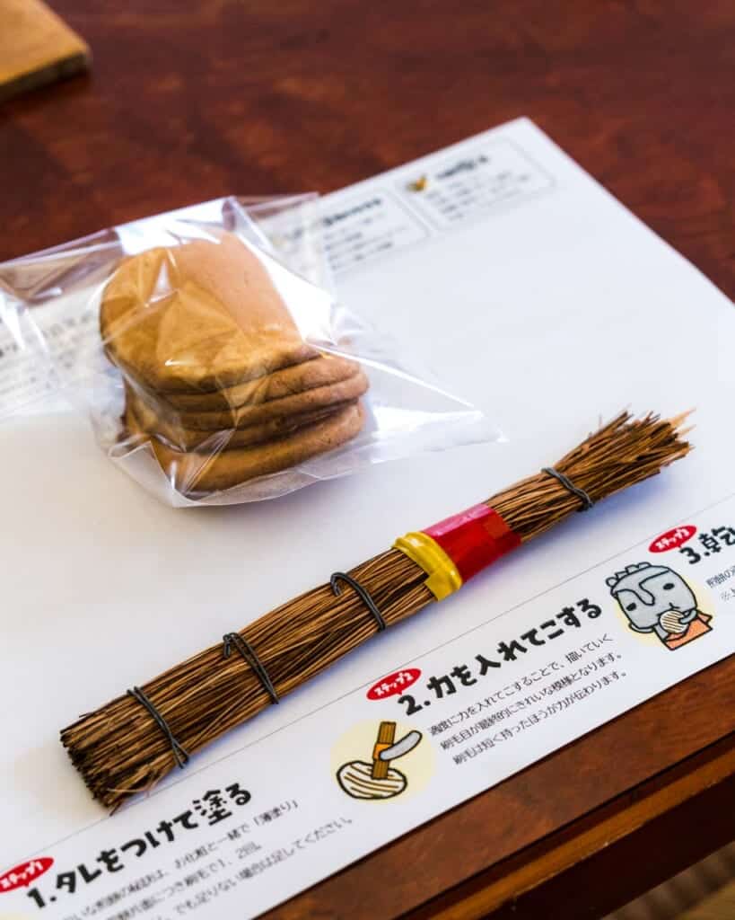 japanese crackers and brush to make  your own japanese senbei