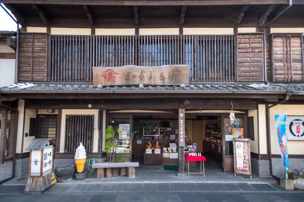 exterior of japanese store selling soy sauce and miso, in usuki, oita