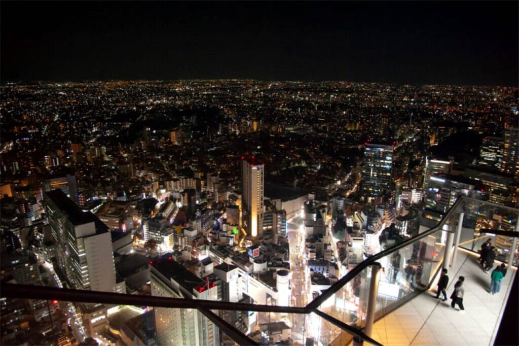 night time view from Shibuya Sky observation deck