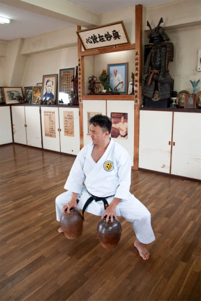 Yagi Akihito teaching karate at Yagi Dojo in Naha, Okinawa