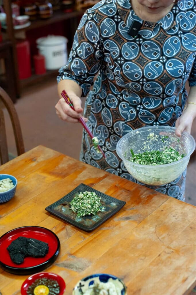 person preparing traditional Okinawan food