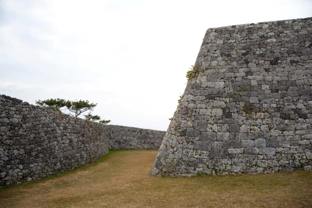 stone fortifications at Zakimi Castle in Okinawa