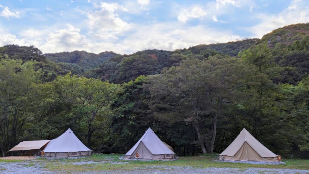 Glamping tents at Canyons Minakami