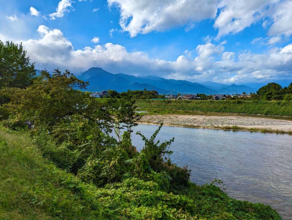 Azumino scenery of mountains and river