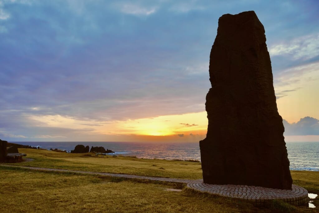 Monolith marking 40˚ North latitude at Cape Nyudozaki in Oga, Akita