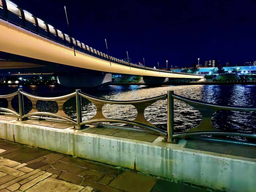 night view of Sakurabashi Bridge on Asakusa side